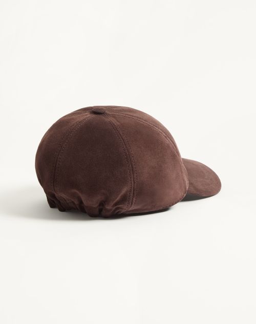 Valentino Garavani - Casquette Valentino Garavani Vlogo Signature En Daim - Testa Di Moro - Homme - Gants Et Chapeaux