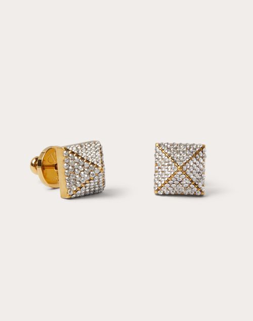 Shop Valentino Garavani Rockstud Metal And Swarovski® Crystal Earrings Woman Gold Uni