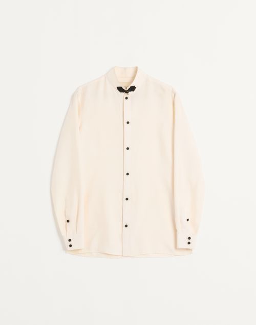Valentino Silk Shantung Shirt With Toggle Man Cream 46