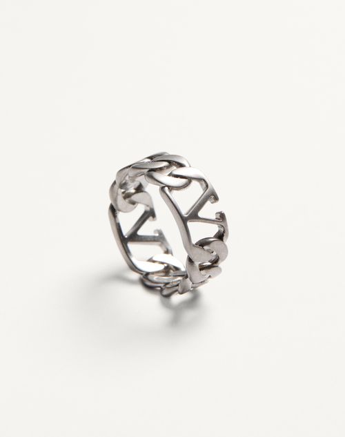 Valentino Garavani - Vlogo Signature Metal Ring - Palladium - Man - Jewelry