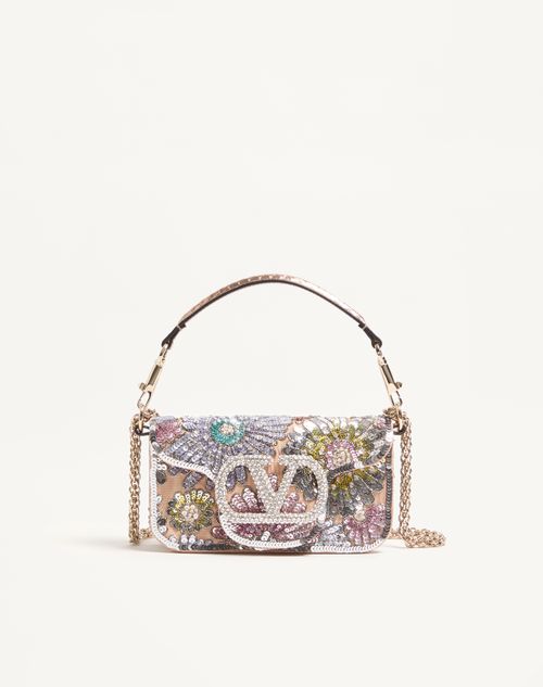 Valentino Garavani Locò Small Embroidered Shoulder Bag With Jewel Logo Woman Mult In Multi