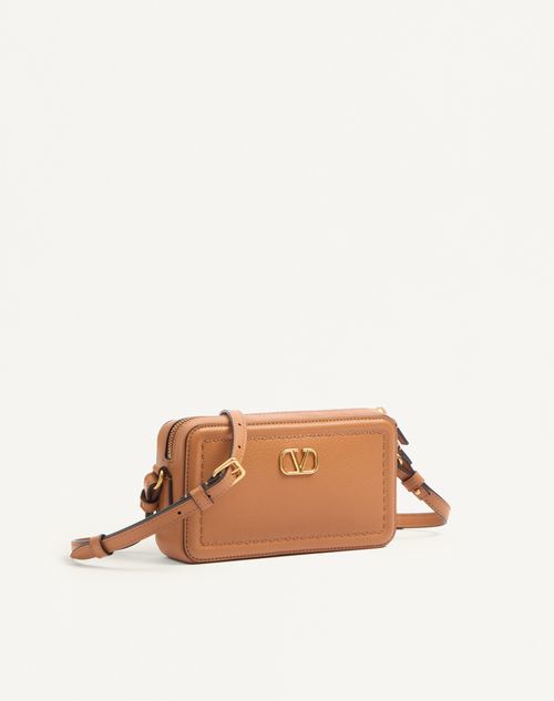 Valentino Garavani - Valentino Garavani Alltime Mini Shoulder Bag In Grainy Calfskin - Almond - Woman - Clutches