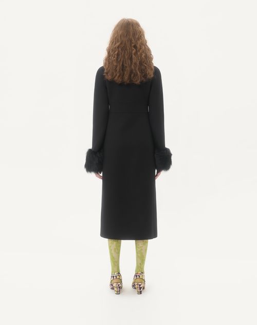 Valentino - Compact Drap Coat - Black - Woman - Coats And Outerwear