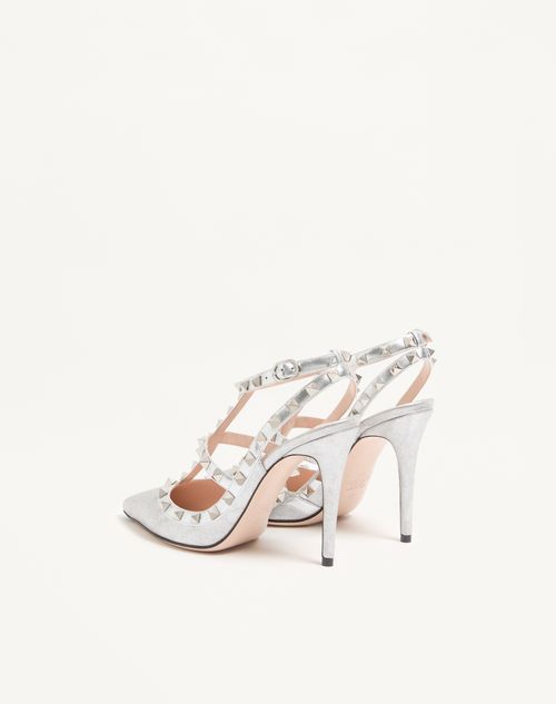 Valentino Garavani - Rockstud Pump In Glitter Fabric 100mm - Silver - Woman - Pumps