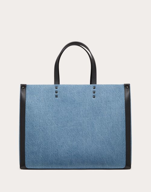 Valentino Garavani - Medium Vltn Denim Shopper - Denim/black - Man - Totes