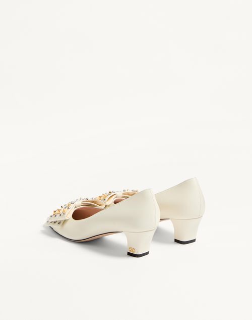 Valentino Garavani - Bowow Pump In Kidskin With Studs 45mm - Ivory - Woman - Pumps