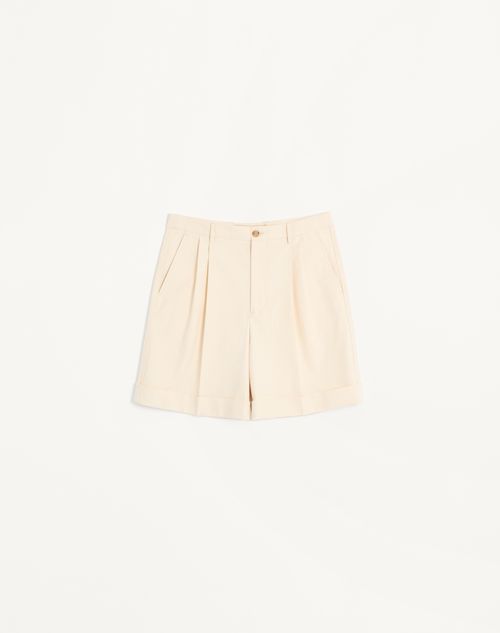 Valentino Cotton Canvas Cuffed Bermuda Shorts Man Shell 56