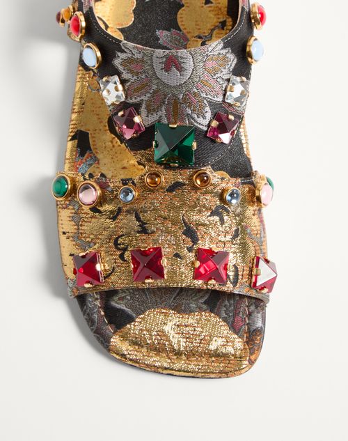 Valentino Garavani - Preshoes Sandal In Apres L'hiver Jacquard Fabric With Crystals 5mm - Multicolor - Woman - Sandals