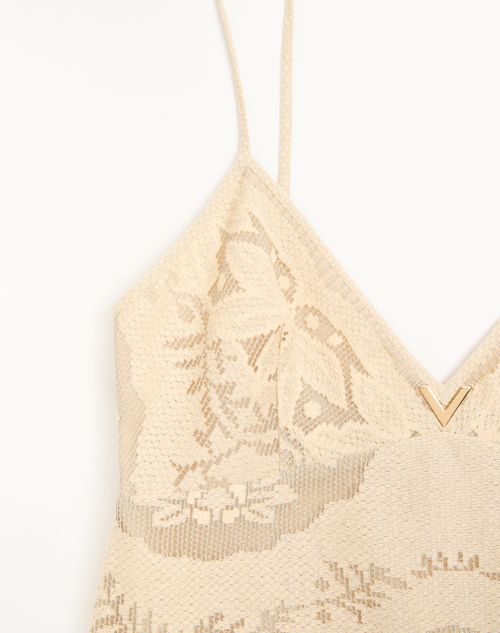 Valentino - Midi Dress In Floral Stamp Blanket - Ecru/silver - Woman - Dresses