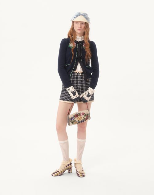 Valentino - Embroidered Cardigan - Navy - Woman - Knitwear