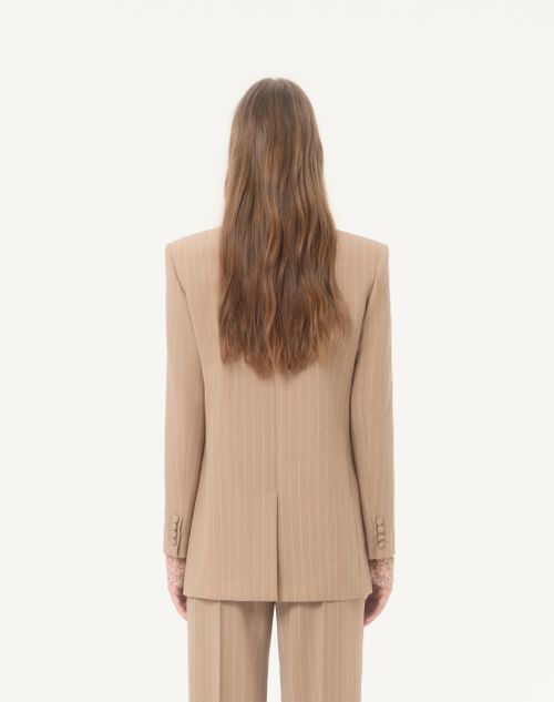 Valentino - Faded Pinstripe Jacket - Beige/ivory - Woman - Jackets And Blazers