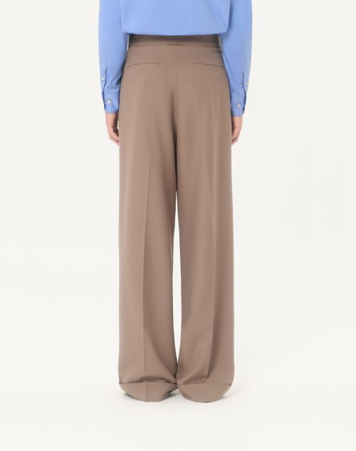 Valentino - Valentino Cuffed Wool Pants In Natté Wool - Beige - Man - Pants And Shorts