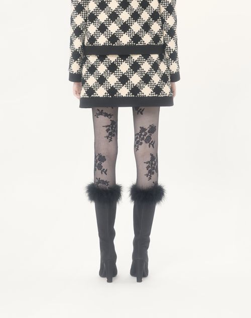Valentino - Damier Tweed Short Skirt - Birch/black - Woman - Skirts