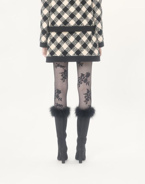 Valentino - Falda De Damier Tweed - Abedul/negro - Mujer - Faldas