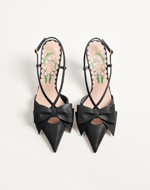 Valentino Garavani - Zapato Bowow De Cabritilla Con Correa Trasera Y Tacón De 45 mm - Negro - Mujer - Salones