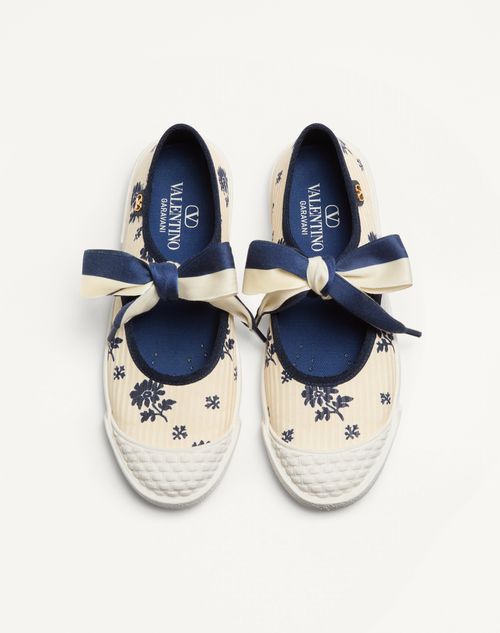 Valentino Garavani - Bay By Bay Ballerina Sneakers In Papier Floral Fabric - Butter/blue - Woman - Sneakers