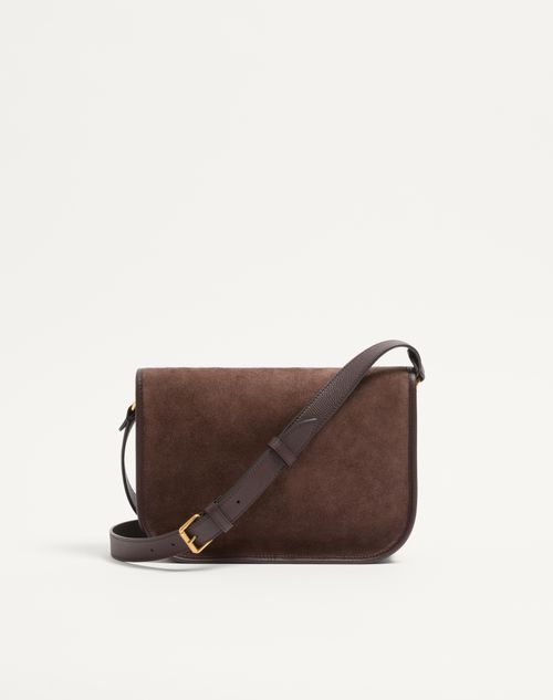 Valentino Garavani - Valentino Garavani Antibes Suede Shoulder Bag - Testa Di Moro - Man - Shoulder Bags