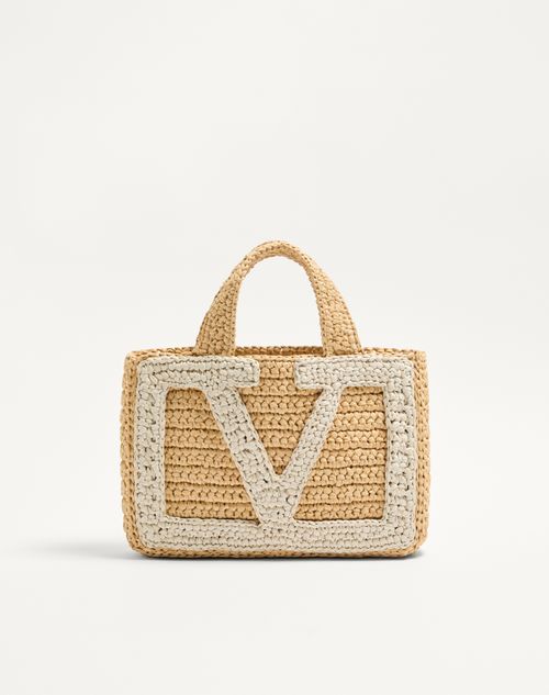 Valentino Garavani Valentino Garavani Viva Superstar Small Shopping Bag In Raffia Woman Natural/butter Onesize