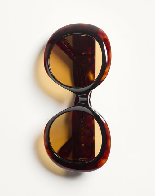 Valentino - Dramatic Round 1960s Acetate Glasses - Havana Beige - Woman - Eyewear