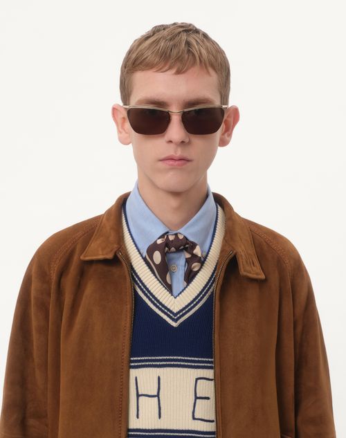 Valentino - Wool And Cotton Jumper With Chez Valentino Jacquard Pattern - Blue/butter - Man - Knitwear