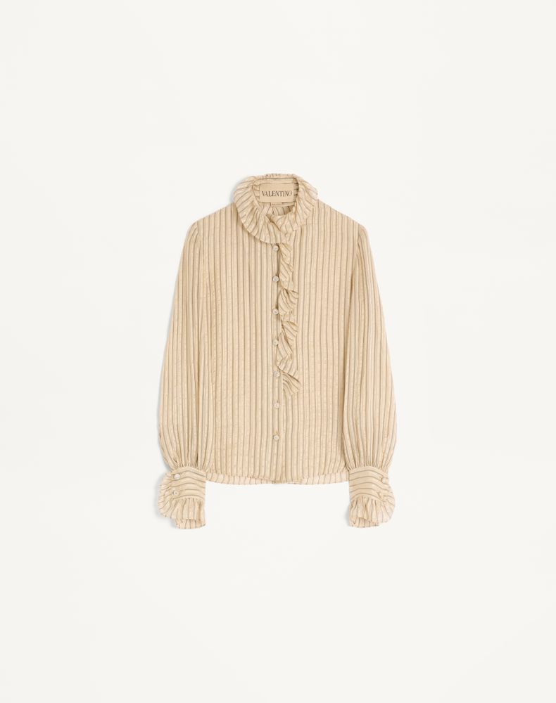 Valentino Women's Birch Seersucker Lamé Shirt Woman 46