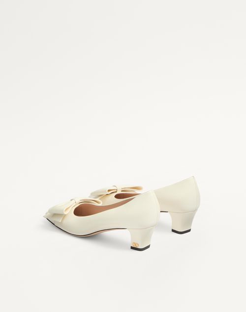 Valentino Garavani - Zapato Bowow De Cabritilla Con Tacón De 45 mm - Marfil - Mujer - Salones