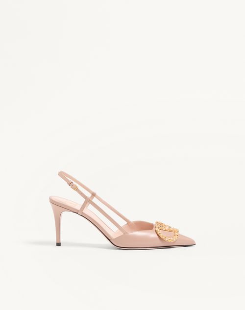 Vlogo Signature with Crystals Cut-Out Slingback Pump 70 Black Beige Calfskin main image 0