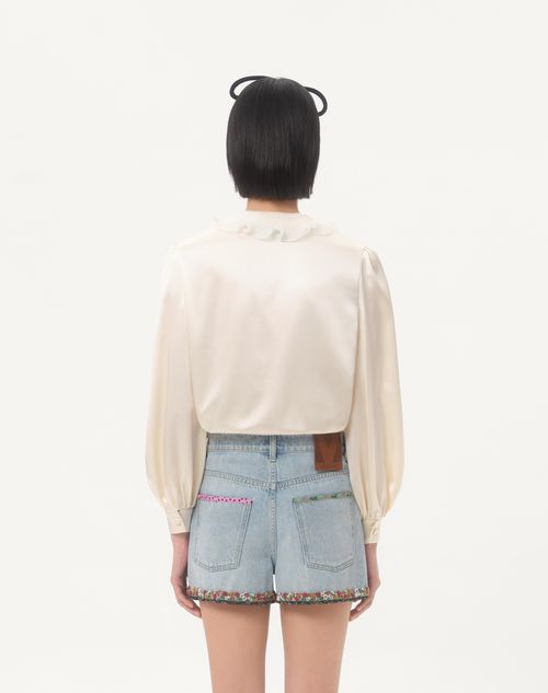 Valentino - Crepe Satin Shirt - Gardenia - Woman - Shirts & Tops