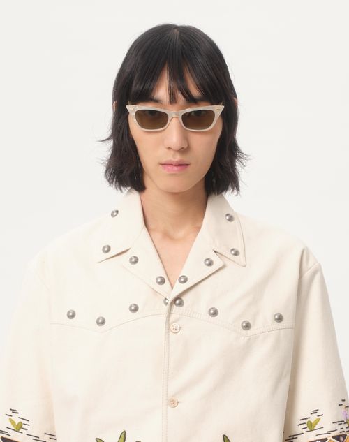 Valentino - Cotton Canvas Shirt With Floral Embroidery - Shell - Man - Shirts
