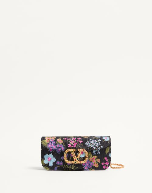 Valentino Garavani Locò Clutch In Papier Floral Fabric With Jewel Detail Woman Mu