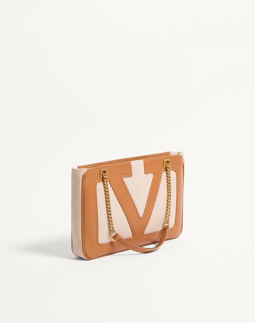 Valentino Garavani - Valentino Garavani Viva Superstar Small Canvas Shopping Bag - Natural/spice - Woman - Totes