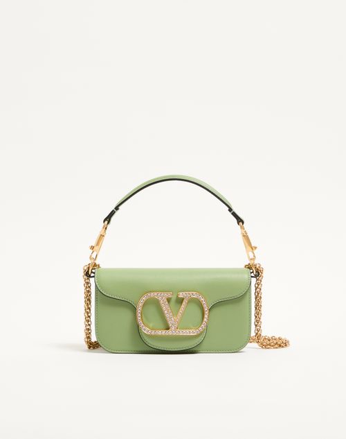 Valentino Garavani - Valentino Garavani Locò Small Shoulder Bag With Jewel Logo - Mint/crystal - Woman - Shoulder Bags