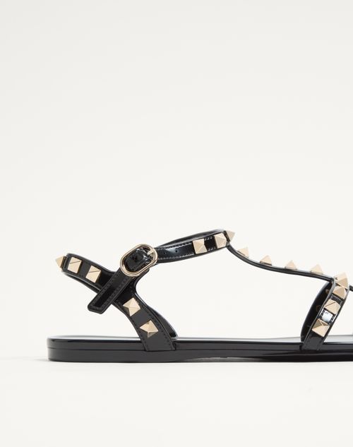 Valentino Garavani - Rockstud Flat Rubber Sandal - Black - Woman - Sandals