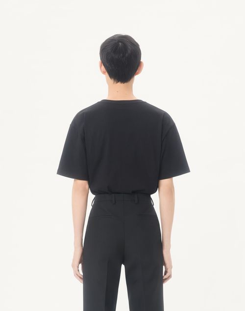 Valentino - Valentino Cotton T-shirt With Made In Valentino Print - Black/red - Man - T-shirts And Sweatshirts