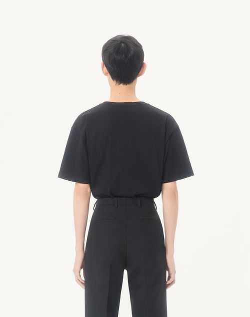 Valentino - Valentino Cotton T-shirt With Made In Valentino Print - Black/red - Man - Tshirts And Sweatshirts