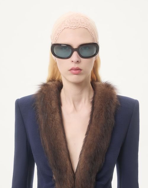 Valentino - Veste En Crêpe De Laine - Indigo - Femme - Vestes Et Manteaux