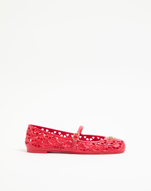 Valentino Garavani - Ondette Rubber Ballerina With Scallop Pattern 05mm - Coral - Woman - Ballerinas