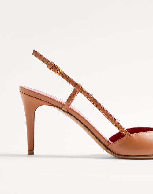 Valentino Garavani - Vlogo Signature Calfskin Slingback Pump 80mm / 3.15 In. - Almond - Woman - Pumps
