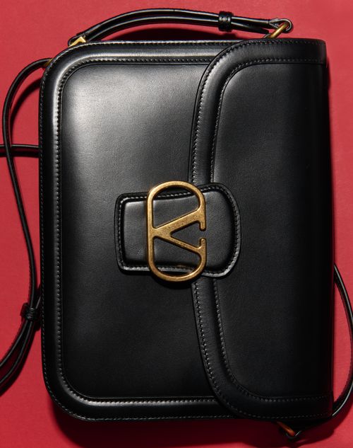 Valentino Garavani - Valentino Garavani 9to5 Smooth Calfskin Shoulder Bag - Black - Man - Shoulder Bags