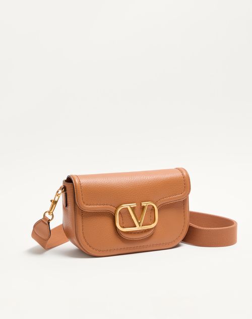 Valentino Garavani - Valentino Garavani Alltime Grainy Calfskin Shoulder Bag - Almond - Woman - Shoulder Bags