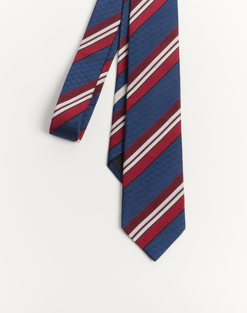 Valentino Garavani - Valentie Striped Silk Tie - Blue/maroon - Man - Ties