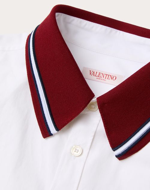 Valentino - Chemise À Manches Longues En Popeline De Coton Avec Broderie Valentino - Blanc - Homme - Chemisiers