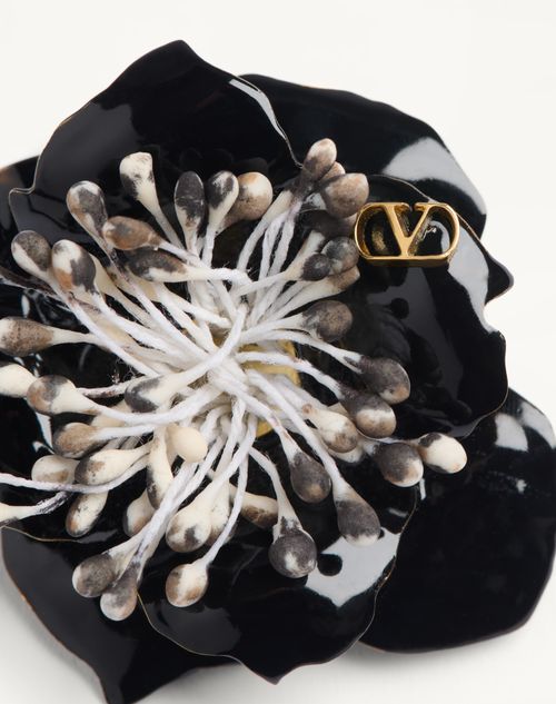 Valentino Garavani - Broche Valentino Garavani Fleur Lumineuse En Métal, Ornée D'émail Et De Tissu - Or/noir/multicolor - Homme - Bijoux Et Montres