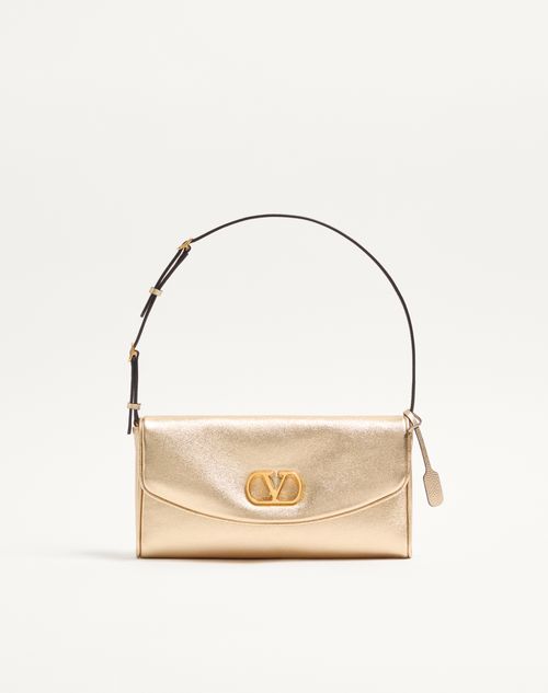 Valentino Garavani - Valentino Garavani Devain Small Shoulder Bag In Laminated Nappa Leather - Gold - Woman - Shoulder Bags