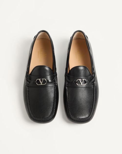 Valentino Garavani - Driver Fastaway Buffalo Loafer - Black - Man - Loafers And Driver