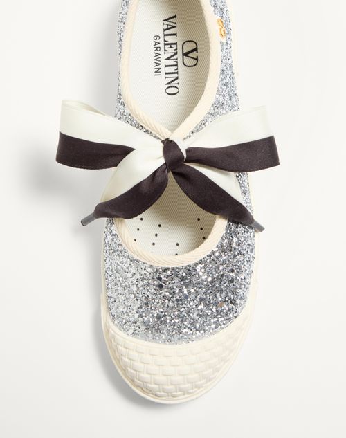 Valentino Garavani - Bay By Bay Ballerina Sneakers In Glitter Fabric - Silver - Woman - Sneakers