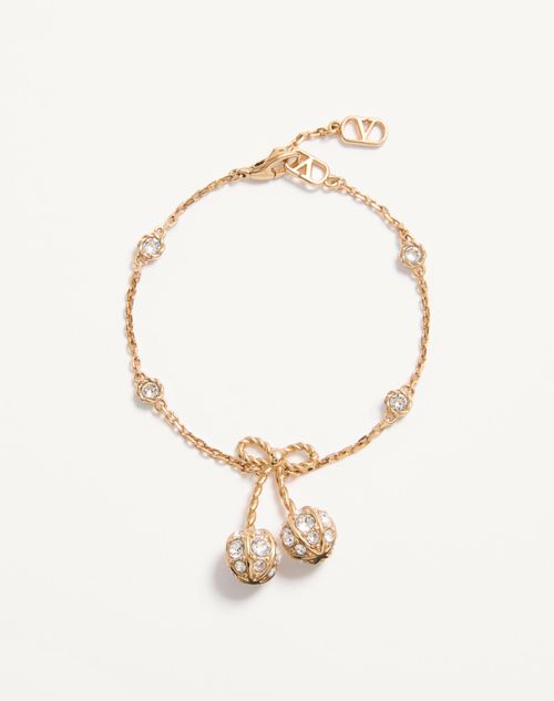 Valentino Garavani Cherryfic Bracelet In Metal And Swarovski® Crystals Woman Gold/crystal M