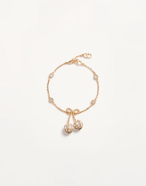 Valentino Garavani Cherryfic Bracelet In Metal And Swarovski® Crystals Woman Gold/crystal M