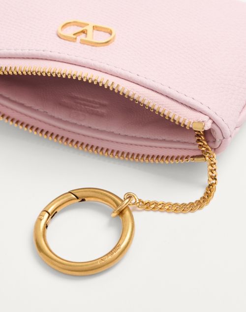 Valentino Garavani - Vlogo Signature Grainy Calfskin Key Ring - Rose Quartz - Woman - Bag Charms And Keyrings