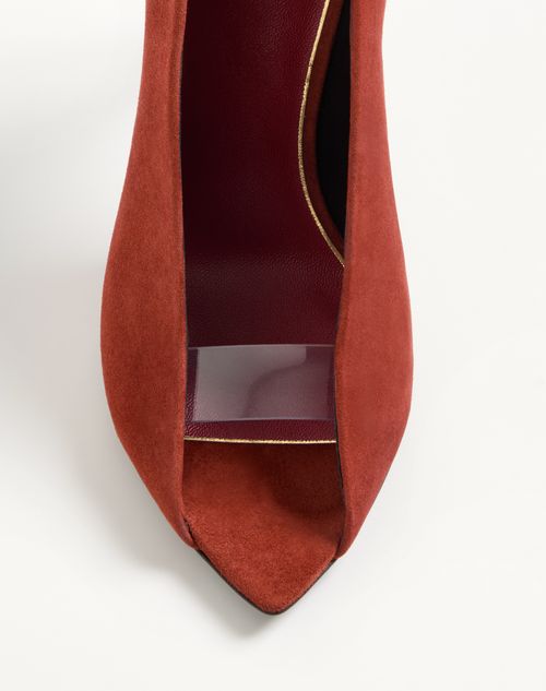 Valentino Garavani - Open Toe Révélé Suede Pumps 105mm - Rust - Woman - Pumps